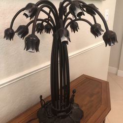 Large 15 Arm Tulip Table - Desk Lamp Lily Pad - Heavy Cast Iron 