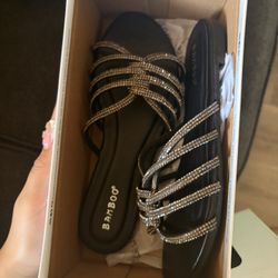 Black Rhinestone Sandals 