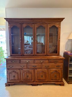 Large Wood China Cabinet Hutch Buffet