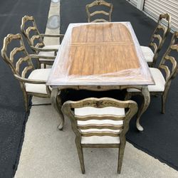 9 Piece Tuscan Style Dining Room Set - Table, Chairs, & Barstoolsl