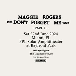 2 GA Maggie Rogers Concert Tickets At Bayfront Park Miami