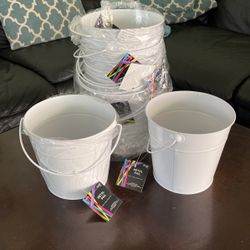 Metal Pails In White