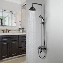Chester Rainfall Showerhead with Handheld Shower Exposed Shower System Antique Black