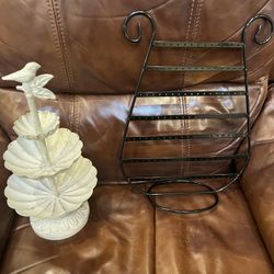 NEW Vintage Distressed Metal Jewelry Holder And Black Metal Jewelry Harp Earring Rack Stand Holder 