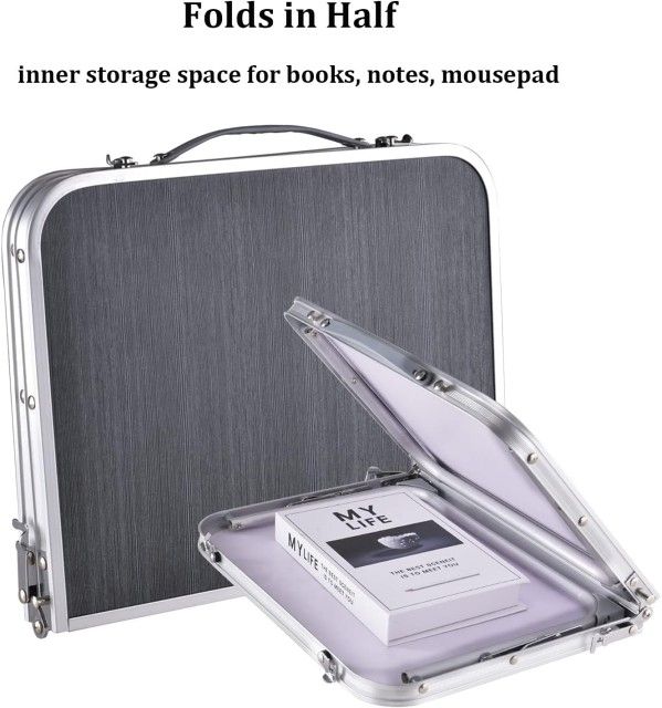 Foldable Laptop and Bed Table with Storage, Portable Mini Lap Desk for Legs