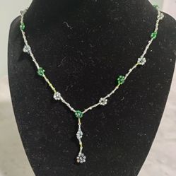 Handmade Green Flower Necklace 