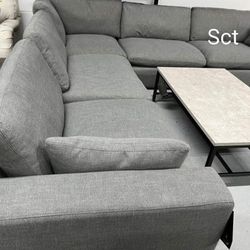 ASHLEY OVERSIZED SMOKE 5 PCS MODULAR SECTIONAL SOFA COUCH FİNANCE AND DELİVERY AVAİLABLE 