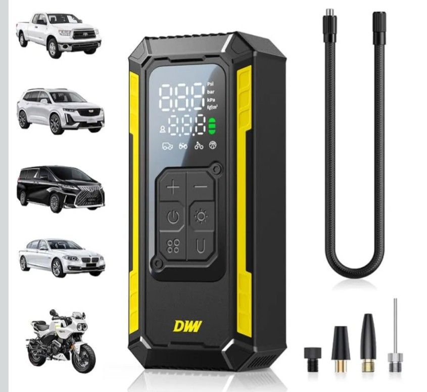 Tire Inflator Portable Air Compressor, 150 PSI Portable Tire Inflator for Car with Digital Gauge, Air Pump for Inflatables with LED & Auto Shut-Off