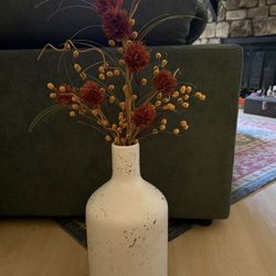 Decorative Ceramic Vase With Dried Flowers