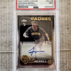 2024 JACKSON MERRILL Topps Chrome Autograph Auto Rookie RC #RA-JME  PSA 9