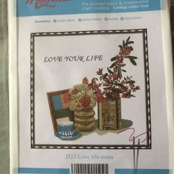 Brand New 30 Inch By 30 Inch Cross Stitch Kit Including Fabric, Thread, Needle, Instructions 