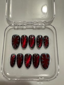 Custom Press-On Nails Red and Black
