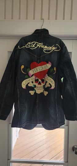 Ed HARDY jean Jacket Mens XXL