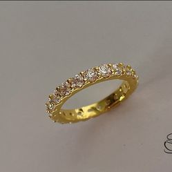 Brand New Yellow Gold Vermeil Eternity Wedding Band (size 6,7,8,9)