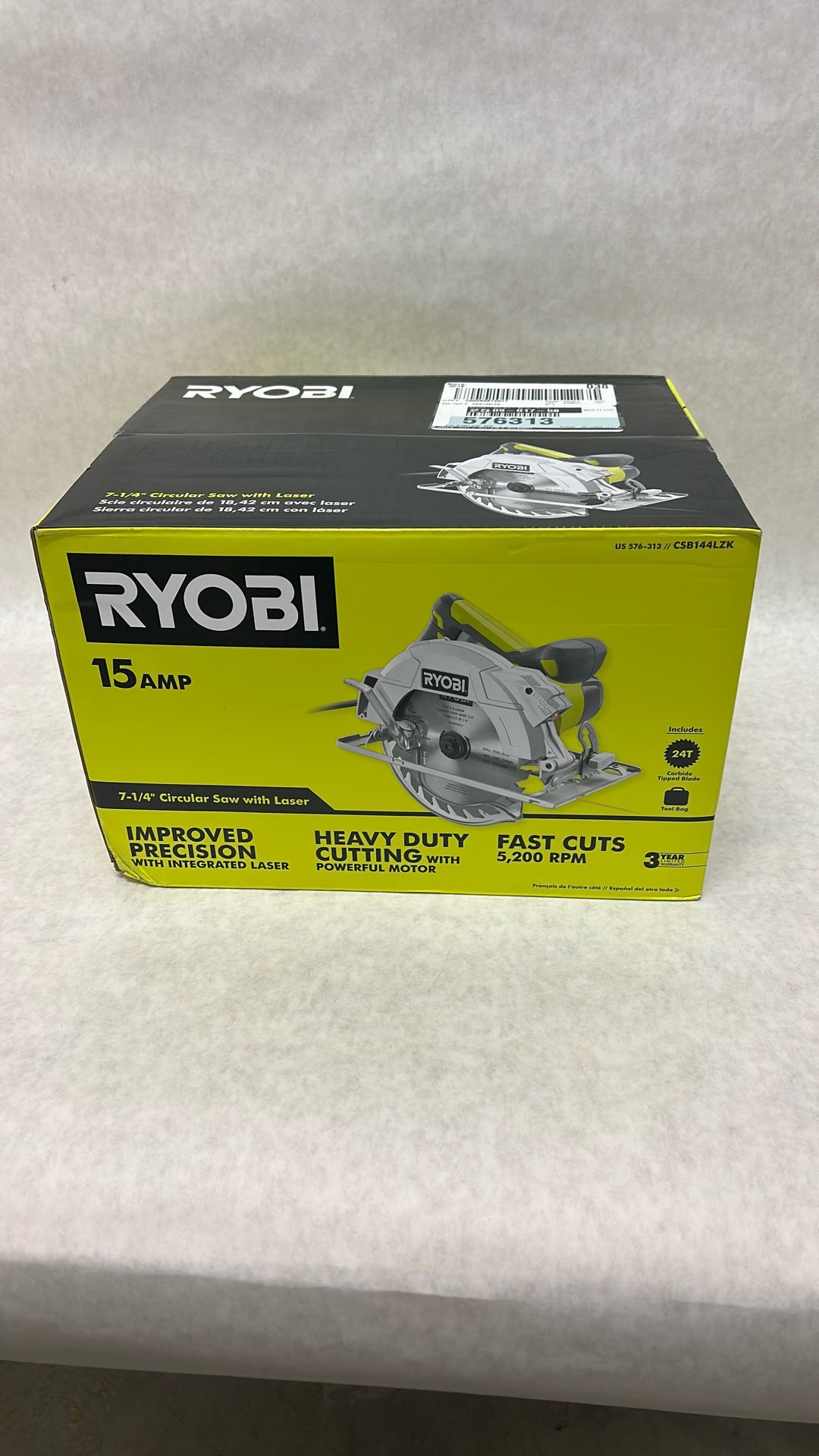 Ryobi 15 amp 7 1/4 inch saw with laser new inbox model CSB144LZK