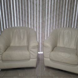 Swivel White Leather Chairs