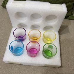 6 Pack Heavy Base Shot Glasses Set, 1.6 oz Colorful Shot Bulk, Clear Shot Glass, Tequila Cups