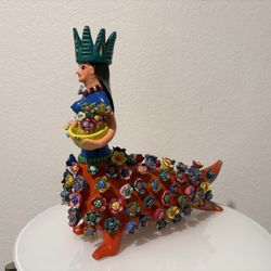 Colorful Mexican Mermaid Sculpture by Ortega 