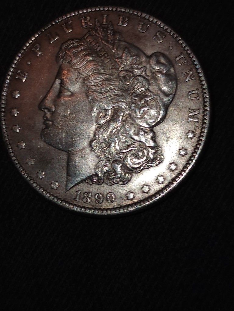 1890 Very Fine Morgan Silver Dollar Color Tinted Coin 