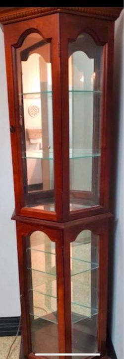 Curio with light & glass shelves