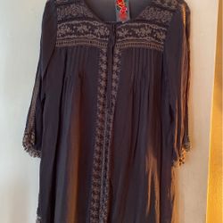 NWT- JOHNNY WAS COLLECTION - SILK TUNIC - Grey - M