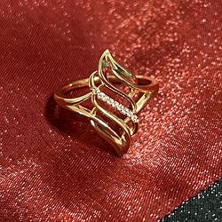 Gold Ring Costume Jewelry Synthetic Diamond Size 10