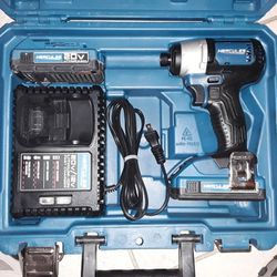 Full Price Only Hercules Industrial Quality Impact Driver Kit With 2 Batteries Charger Case