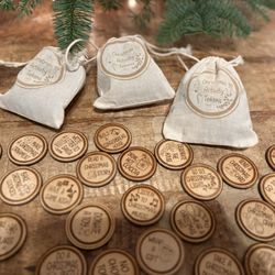 Christmas Activity Tokens And Bag 