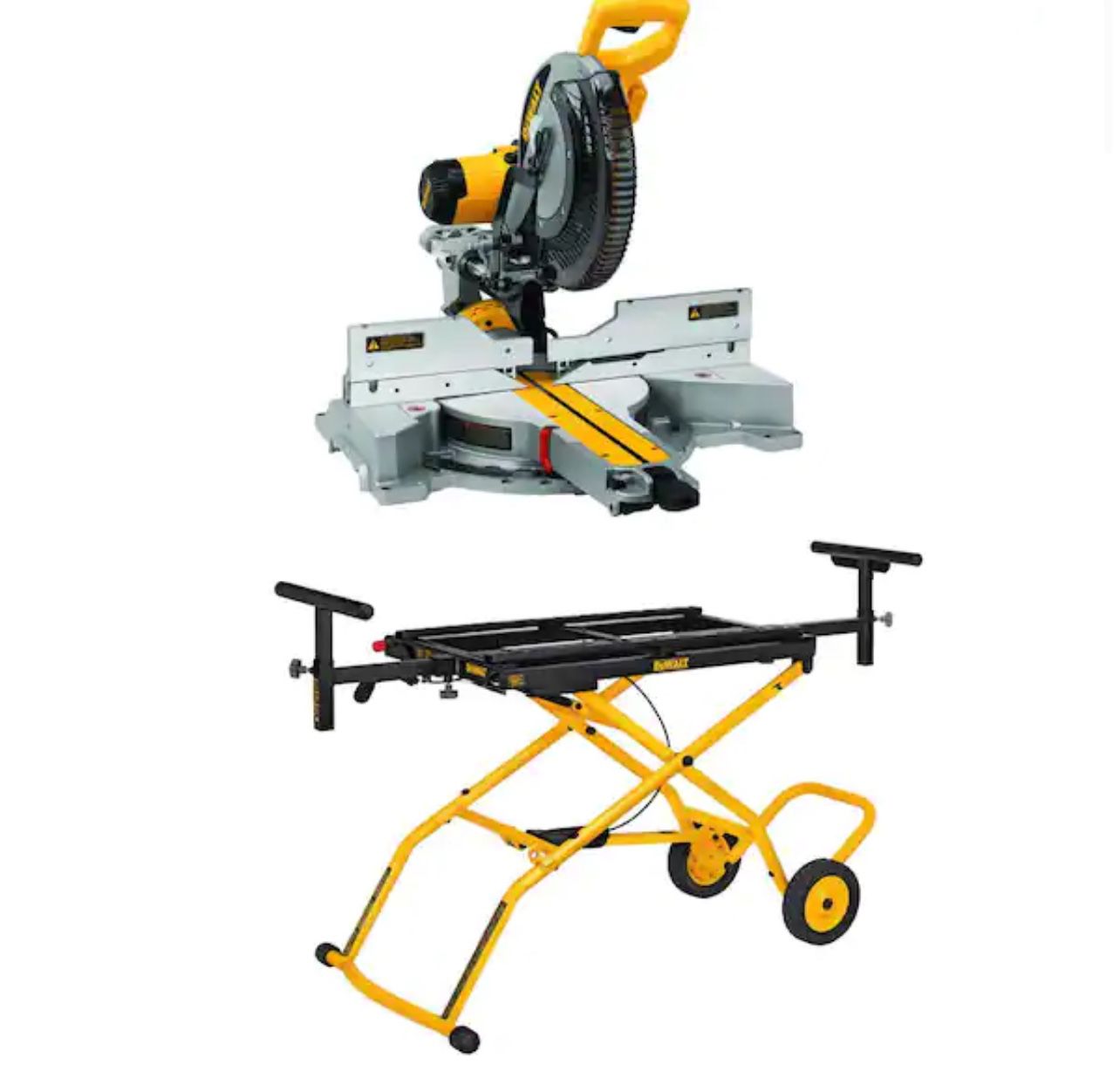 DEWALT 15 Amp Corded 12 in. Double Bevel Sliding Compound Miter Saw and 32-1/2 in. x 60 in. Rolling Miter Saw Stand