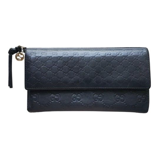 GUCCI Guccisimo GG Bree Continental Leather Wallet in Black