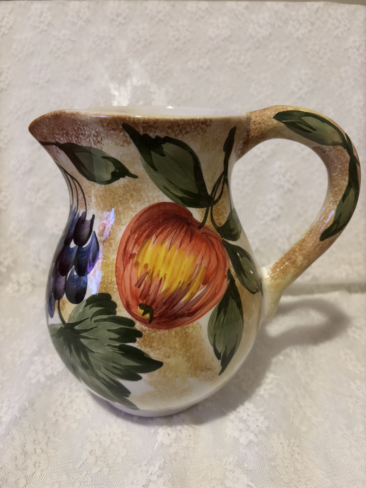 Handpainted Ceramic Fruit Pitcher By Ancora