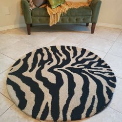 WOOL ZEBRA ROUND AREA RUG 