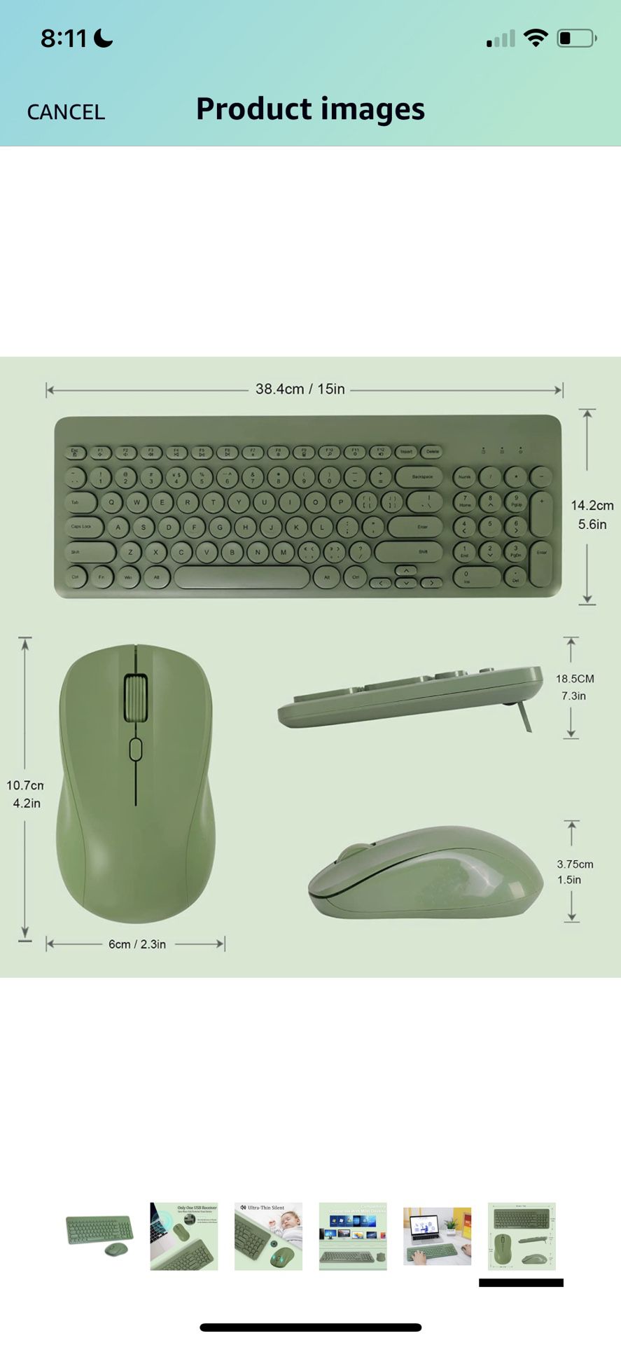 Arcwares Wireless Keyboard and Mouse Combo, Sweet Green Cute Keyboard, 2.4G USB