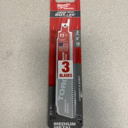 New Milwaukee Torch Sawzall Blades (3 Pack 6 inch 10 TPI)