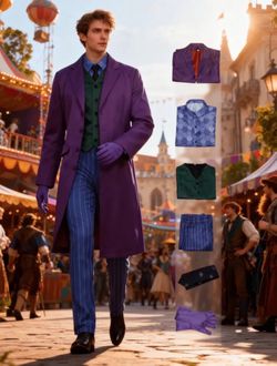Men's Villain  Joker  Halloween Costume Set 3 sizes available