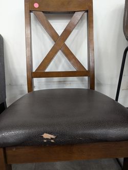 Sturdy Wood X-Back Dining Chair with Upholstered Seat - Fair Condition