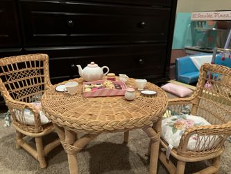 American Girl Samantha Tea Set Table And Chairs