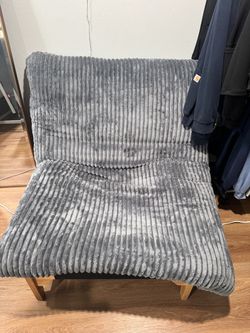Gray Ribbed Plush Accent Chair