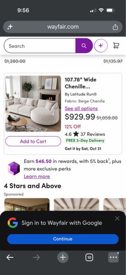 107.78" Wide Chenille Upholstered Sectional