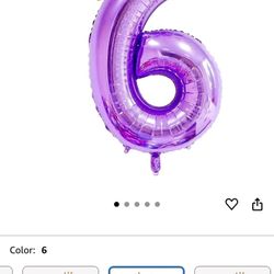 40 Inch Purple #6 Crown Balloon $3