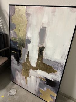 Large Abstract Canvas Wall Art with Gold Accents