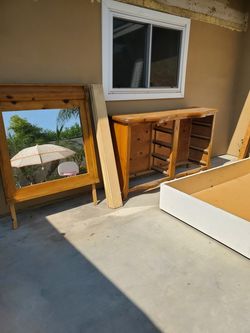 Pine eight drawer dresser and mirror