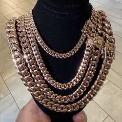 Rose gold Cuban links necklace hand polish PVD gold plated guarantee‼️‼️‼️$69-$120