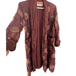 Chinese Vintage Kimono Silky Jacket Robe Rayon Sz M Unisex 