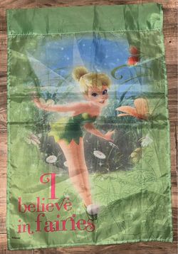 Tinkerbell “I Believe In Fairies” Green Garden Flag Approx 10x15”