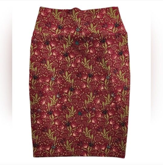 LulaRoe Size XS Maroon Green Cassie Pencil Skirt New