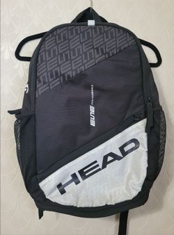 HEAD Elite Performance Tennis Backpack Black White 18 inches Multiple Pockets