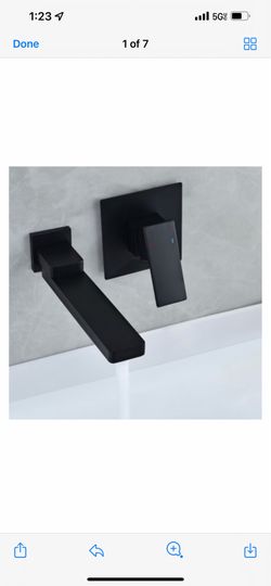 Wall Mount Matte B2Black Single Handle Bathroom Sink Faucet Solid Brass B2