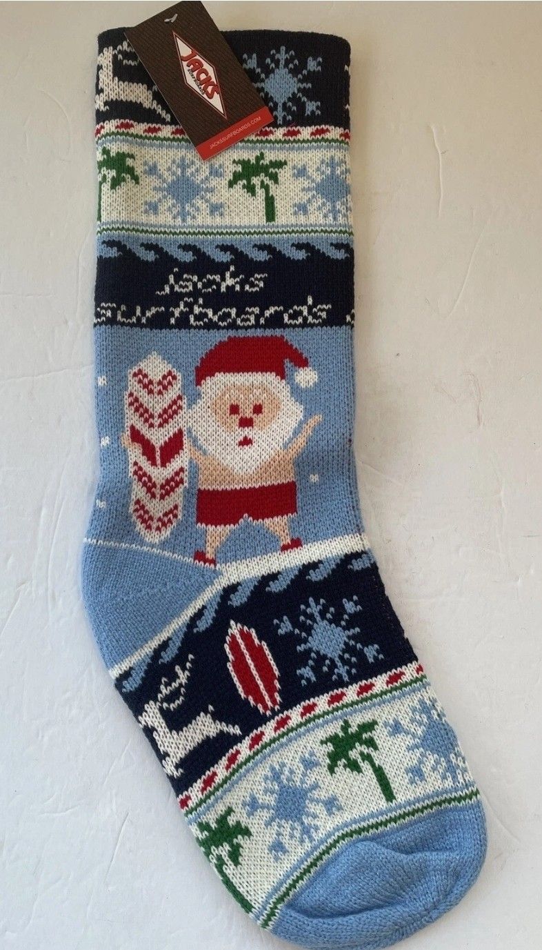 Christmas Stocking Jacks Surfboards Knit 20" RARE FIND New with Tag