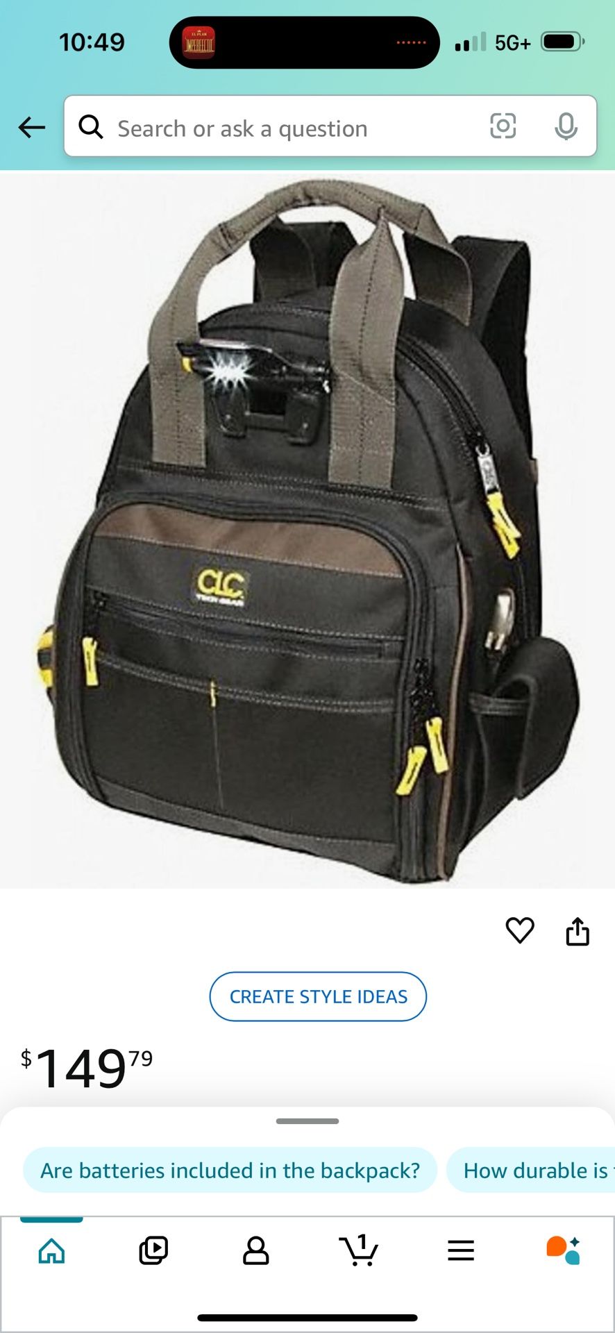 Clc Tech Gear Backpack CLC Tech Gear Lighted Tool Backpack Bag L255